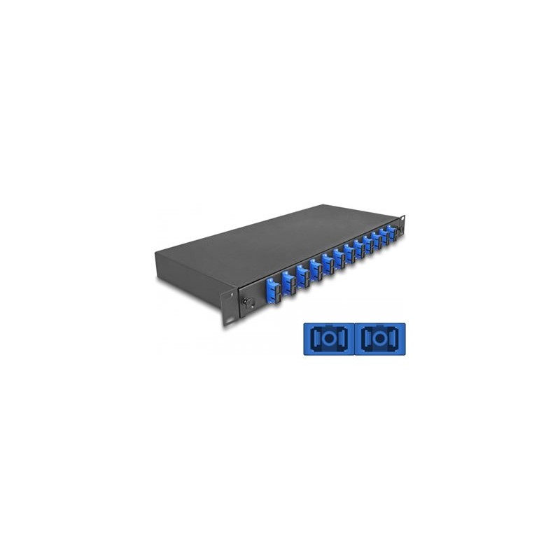 Delock - Optická vana - OS2, smontovaný - prední - montáž do racku - SC Duplex X 12 - cerná - 1U - 19"