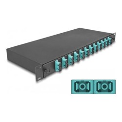 Delock - Optická vana - OM3, smontovaný - prední - montáž do racku - SC Duplex X 12 - cerná - 1U - 19"