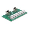 Delock - Sítový adaptér - RJ-50 (F) úhlový do 11pinový terminální blok - montáž na DIN lištu, tlacítko, roztec 3,81 mm, p… 67015