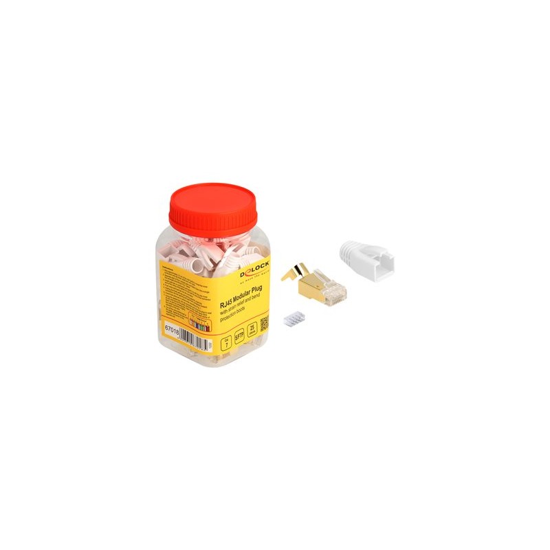 Delock - Sítový konektor - RJ-45 (M) - S/FTP - CAT 7 - kulatý, provedení bez hrbolku (balení 25)