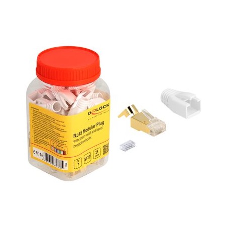 Delock - Sítový konektor - RJ-45 (M) - S/FTP - CAT 7 - kulatý, provedení bez hrbolku (balení 25)