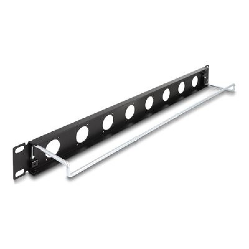 Delock - Patch panel (záslepný) - Typ D, krytí proti tahu - montáž do racku - cerná - 1U - 19" - 8 portu