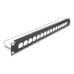 Delock - Patch panel (záslepný) - Typ D, krytí proti tahu - montáž do racku - cerná - 1U - 19" - 16 portu