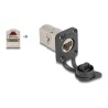 Delock - Modulární vložka (spojka) - D-Type, with protective cap, IP66 dust and waterproof - CAT 6a - STP - RJ-45 - stríbrná