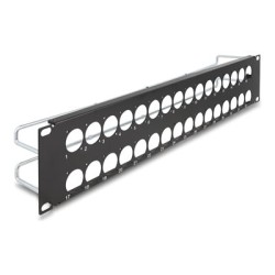 Delock - Patch panel (záslepný) - D-typ, odlehcení napetí - montáž do racku - cerná - 2U - 19" - 32 porty