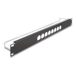 Delock - Patch panel (záslepný) - D-typ, zmírnení napetí, centrální - montáž do racku - cerná - 1U - 19" - 8 portu