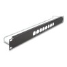 Delock - Patch panel (záslepný) - D-typ, zmírnení napetí, centrální - montáž do racku - cerná - 1U - 19" - 8 portu