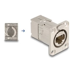 Delock - Prichycení talíre modulárního zarízení - typ D - montáž na panel - CAT 6a - STP - RJ-45 - stríbrná