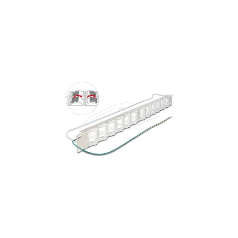 Delock - Patch panel (záslepný) - natocné porty s ochranným úchytem - montáž do racku - stríbrná - 1U - 19" - 24 porty