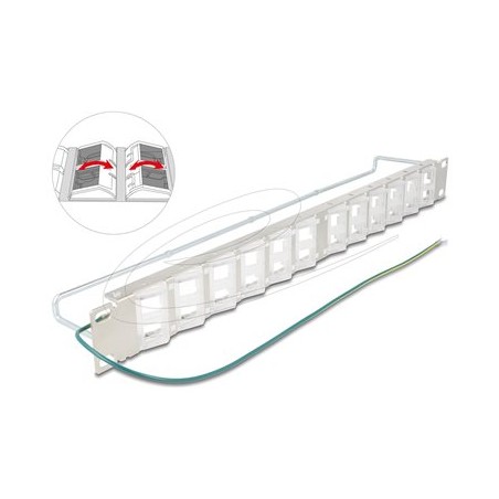 Delock - Patch panel (záslepný) - natocné porty s ochranným úchytem - montáž do racku - stríbrná - 1U - 19" - 24 porty