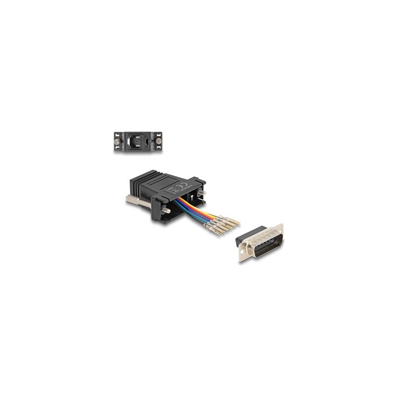 Delock Assembly Kit - Sériový adaptér - 15 pin D-Sub (DB-15) (M) šroubovací do RJ-12 (6kolíkový) (F) - individuálne