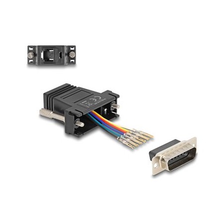 Delock Assembly Kit - Sériový adaptér - 15 pin D-Sub (DB-15) (M) šroubovací do RJ-12 (6kolíkový) (F) - individuálne