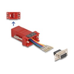 Delock - Sériový adaptér - DB-9 (F) šroubovací do RJ-12 (6kolíkový) (F) - individuálne priraditelné sériové rozhraní - cervená