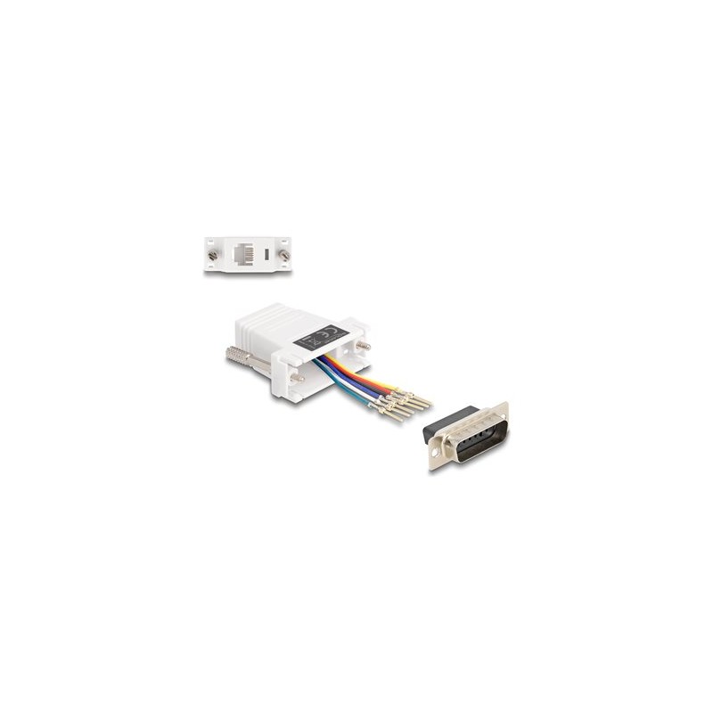 Delock Assembly Kit - Sériový adaptér - 15 pin D-Sub (DB-15) (M) šroubovací do RJ-12 (6kolíkový) (F) - individuálne