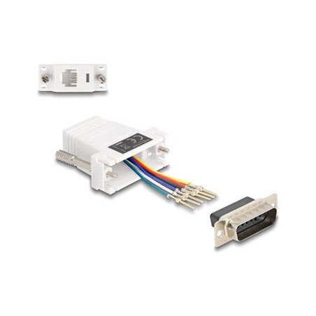 Delock Assembly Kit - Sériový adaptér - 15 pin D-Sub (DB-15) (M) šroubovací do RJ-12 (6kolíkový) (F) - individuálne