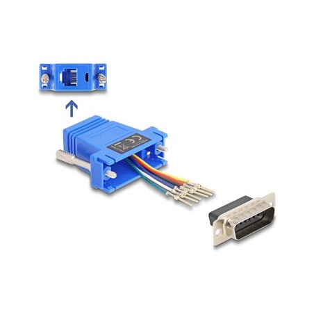 Delock Assembly Kit - Sériový adaptér - 15 pin D-Sub (DB-15) (M) šroubovací do RJ-12 (6kolíkový) (F) - individuálne