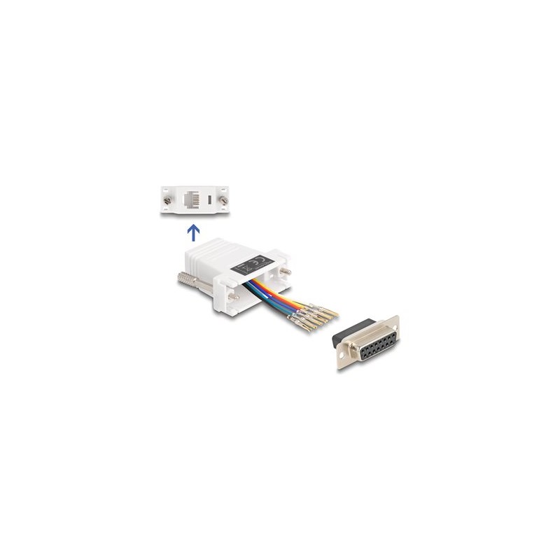 Delock Assembly Kit - Sériový adaptér - 15 pin D-Sub (DB-15) (F) šroubovací do RJ-12 (6kolíkový) (F) - individuálne