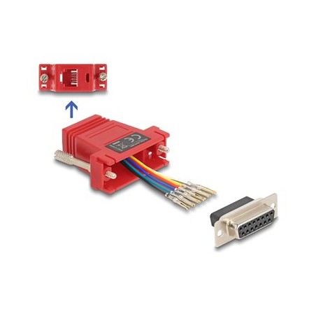 Delock Assembly Kit - Sériový adaptér - 15 pin D-Sub (DB-15) (F) šroubovací do RJ-12 (6kolíkový) (F) - individuálne
