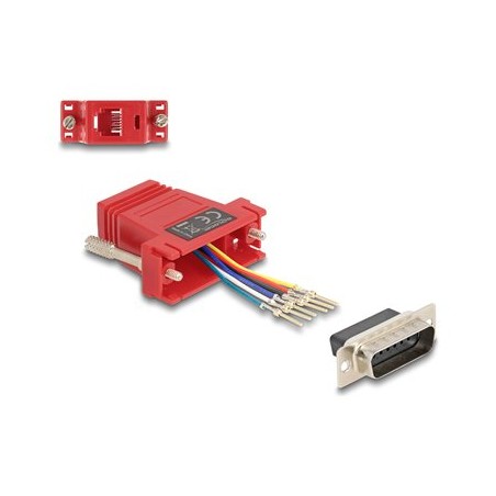 Delock Assembly Kit - Sériový adaptér - 15 pin D-Sub (DB-15) (M) šroubovací do RJ-12 (6kolíkový) (F) - individuálne