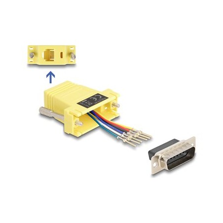 Delock Assembly Kit - Sériový adaptér - 15 pin D-Sub (DB-15) (M) šroubovací do RJ-12 (6kolíkový) (F) - individuálne