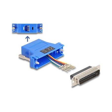 Delock Assembly Kit - Sériový adaptér - DB-25 (M) šroubovací do RJ-12 (6kolíkový) (F) - individuálne priraditelné sériové
