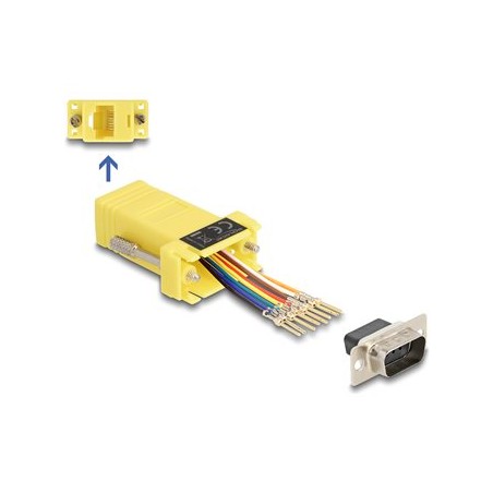 Delock Assembly Kit - Sériový adaptér - DB-9 (M) šroubovací do RJ-45 (F) - CAT 5/5e/6 - individuálne priraditelné sériové