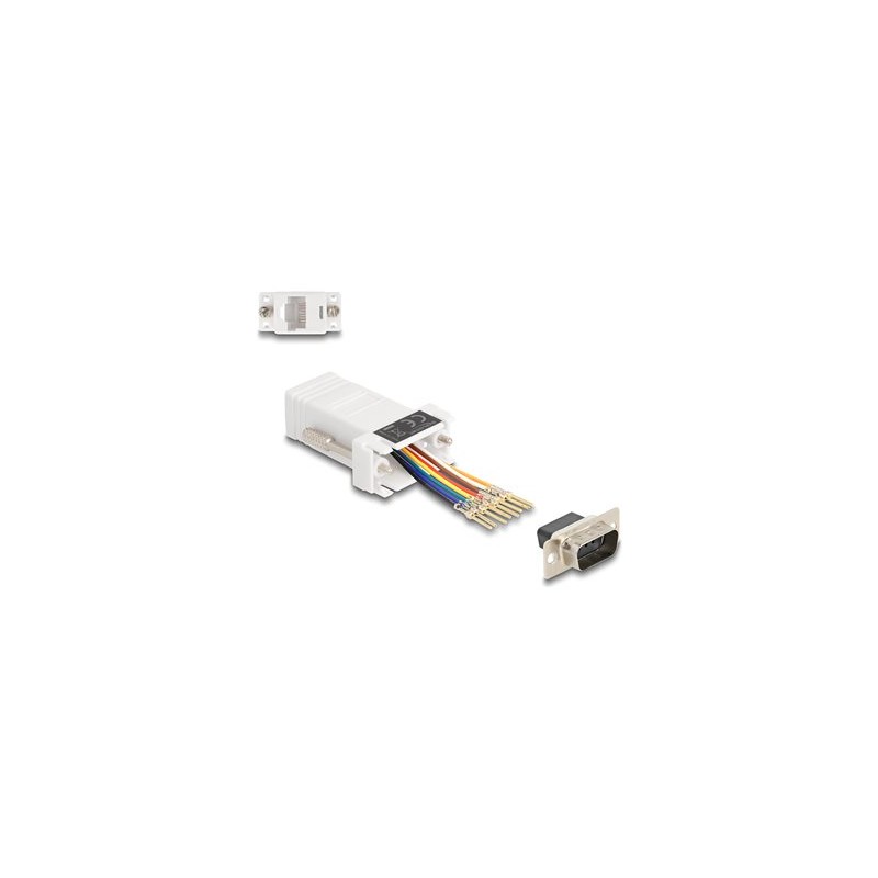Delock Assembly Kit - Sériový adaptér - DB-9 (M) šroubovací do RJ-45 (8 pinu) (F) - individuálne priraditelné sériové rozhraní
