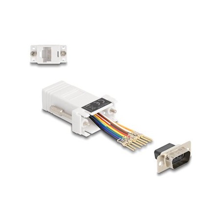 Delock Assembly Kit - Sériový adaptér - DB-9 (M) šroubovací do RJ-45 (8 pinu) (F) - individuálne priraditelné sériové rozhraní