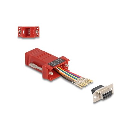 Delock - Sériový adaptér - DB-9 (F) šroubovací do RJ-45 (8 pinu) (F) - individuálne priraditelné sériové rozhraní - cervená