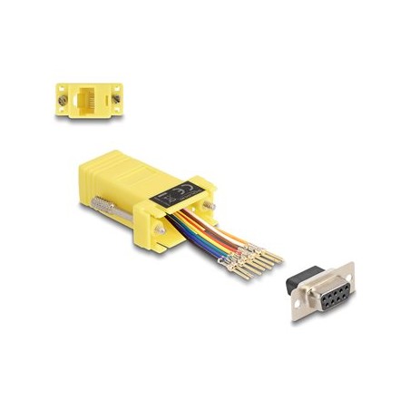Delock - Sériový adaptér - DB-9 (F) šroubovací do RJ-45 (8 pinu) (F) - individuálne priraditelné sériové rozhraní - žlutá