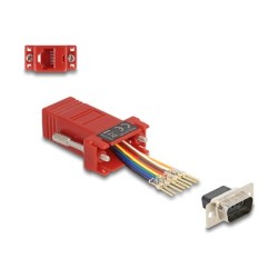 Delock - Sériový adaptér - DB-9 (M) šroubovací do RJ-45 (F) - individuálne priraditelné sériové rozhraní - cervená