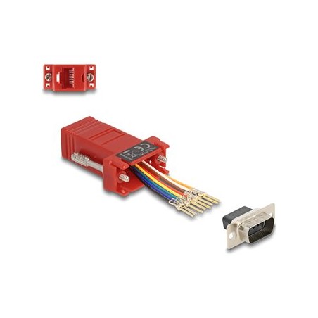 Delock - Sériový adaptér - DB-9 (M) šroubovací do RJ-45 (F) - individuálne priraditelné sériové rozhraní - cervená