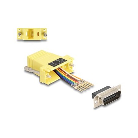 Delock - Sériový adaptér - 15 pin D-Sub (DB-15) (M) šroubovací do RJ-45 (8 pinu) (F) - individuálne priraditelné sériové