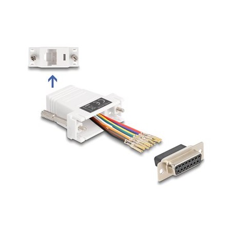 Delock - Sítový adaptér - 15 pin D-Sub (DB-15) (F) šroubovací do RJ-45 (F) - bílá