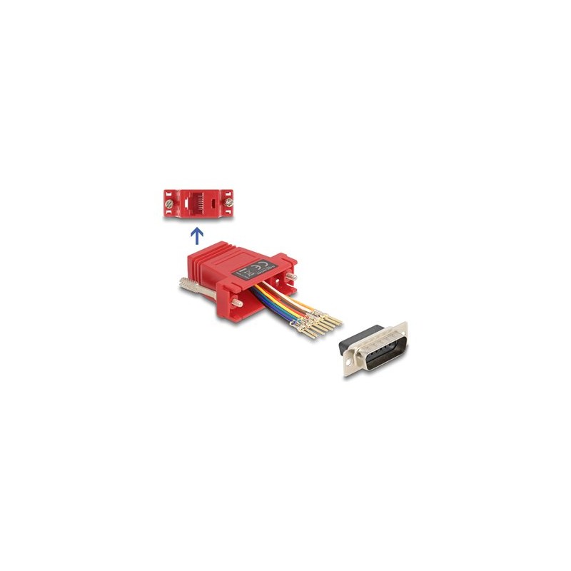Delock - Sériový adaptér - 15 pin D-Sub (DB-15) (M) do RJ-45 (F) - krídlové šrouby - cervená