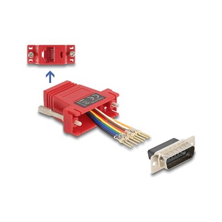 Delock - Sériový adaptér - 15 pin D-Sub (DB-15) (M) do RJ-45 (F) - krídlové šrouby - cervená