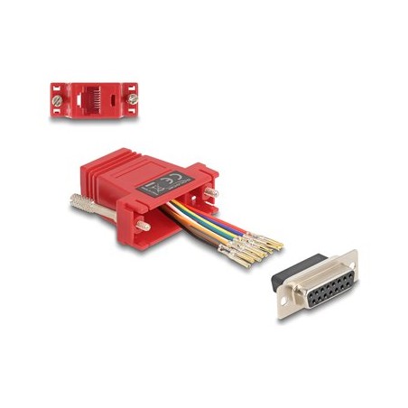 Delock - Sériový adaptér - 15 pin D-Sub (DB-15) (F) šroubovací do RJ-45 (8 pinu) (F) - individuálne priraditelné sériové