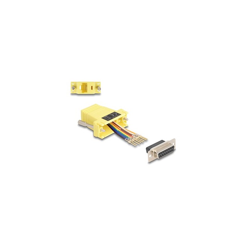 Delock Assembly Kit - Sériový adaptér - 15 pin D-Sub (DB-15) (F) šroubovací do RJ-45 (8 pinu) (F) - individuálne priraditelné