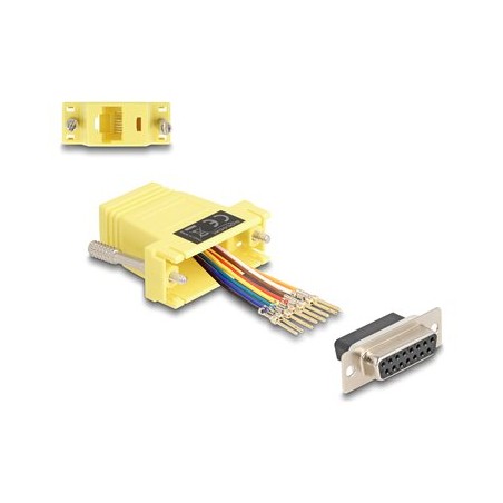 Delock Assembly Kit - Sériový adaptér - 15 pin D-Sub (DB-15) (F) šroubovací do RJ-45 (8 pinu) (F) - individuálne priraditelné