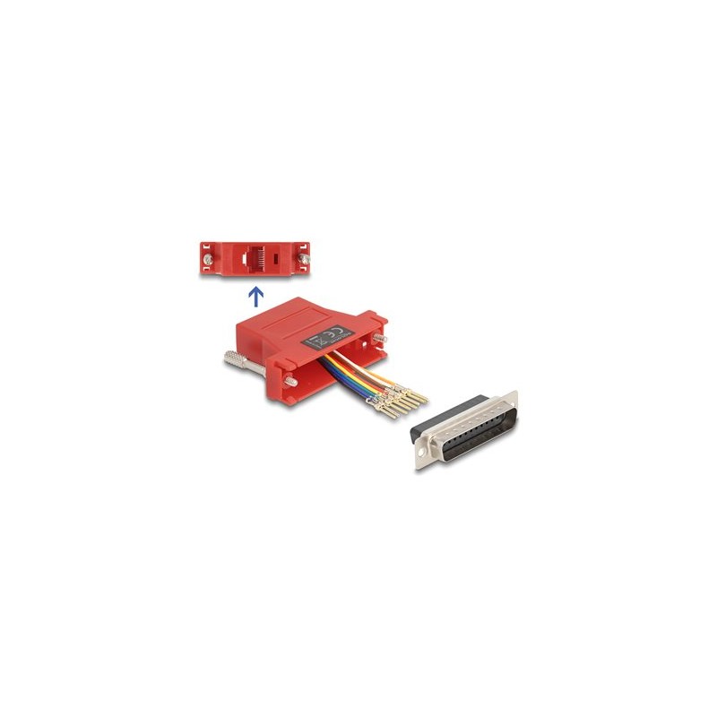 Delock - Sítový adaptér - DB-25 (M) šroubovací do RJ-45 (F) - cervená