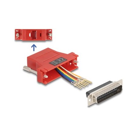 Delock - Sítový adaptér - DB-25 (M) šroubovací do RJ-45 (F) - cervená