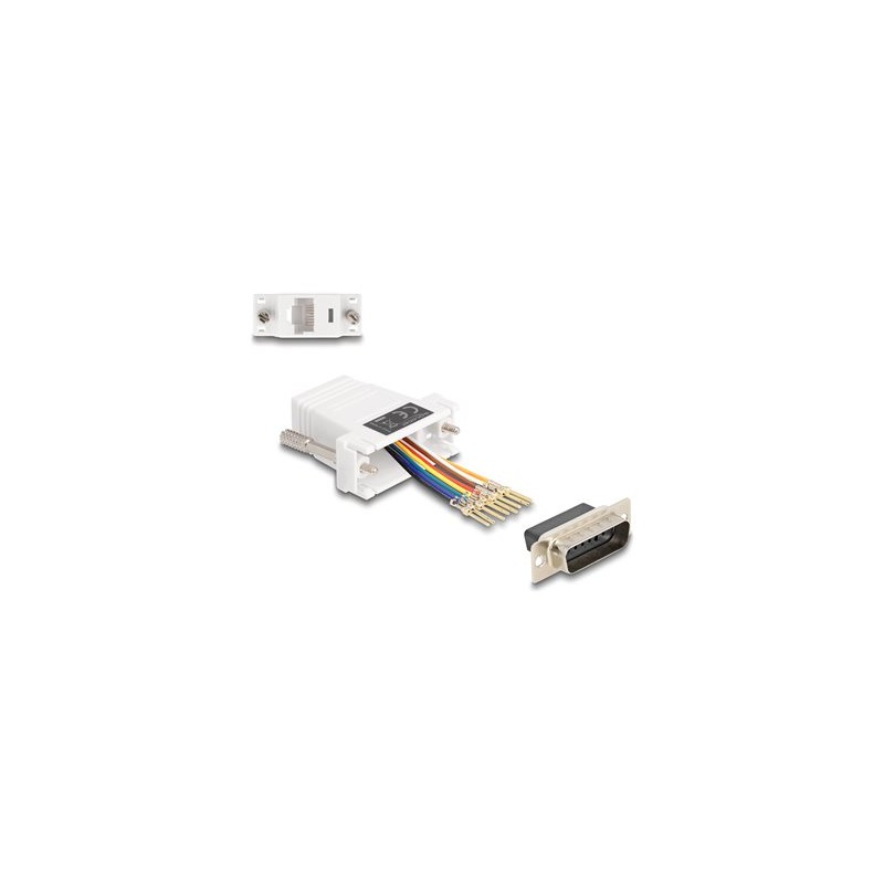 Delock Assembly Kit - Sériový adaptér - 15 pin D-Sub (DB-15) (M) šroubovací do RJ-45 (8 pinu) (F) - individuálne priraditelné