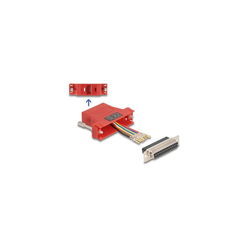 Delock Assembly Kit - Sériový adaptér - DB-25 (F) šroubovací do RJ-45 (F) - CAT 5/5e/6 - individuálne priraditelné sériové