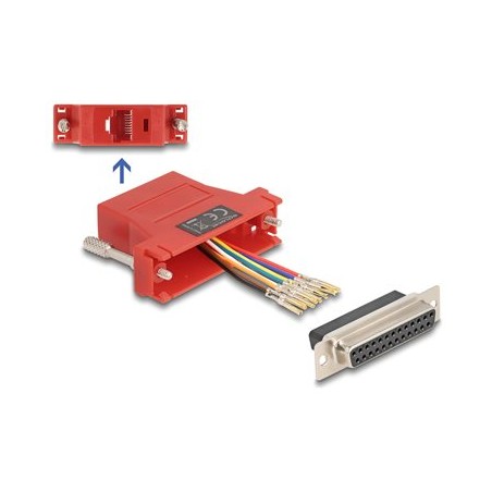 Delock Assembly Kit - Sériový adaptér - DB-25 (F) šroubovací do RJ-45 (F) - CAT 5/5e/6 - individuálne priraditelné sériové