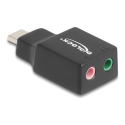 Delock - Adaptér USB-C/jack sluchátek - 24 pin USB-C s piny (male) do mono mini jack, mini-phone stereo 3.5 mm se zdírkami