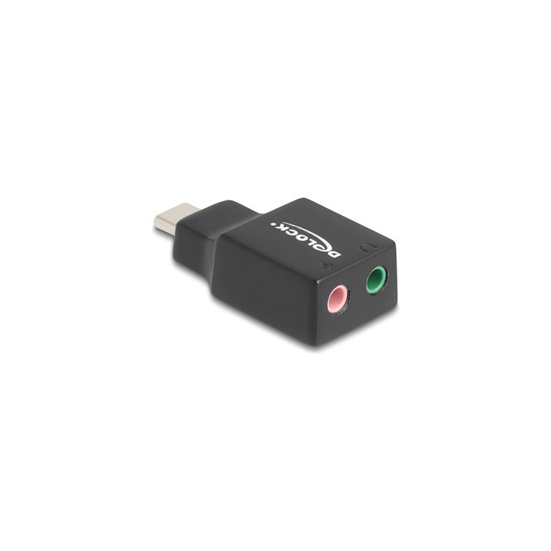 Delock - Adaptér USB-C/jack sluchátek - 24 pin USB-C s piny (male) do mono mini jack, mini-phone stereo 3.5 mm se zdírkami