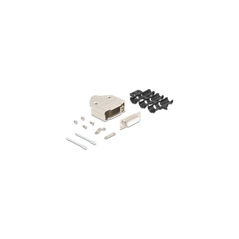 Delock - Serial connector - 15 pin D-Sub (DB-15) (F) pájený - krídlové šrouby - stríbrná