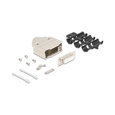Delock - Serial connector - 15 pin D-Sub (DB-15) (F) pájený - krídlové šrouby - stríbrná