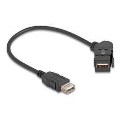 Delock - Prodlužovací šnura USB - USB (F) do USB (F) úhlový - USB 2.0 - 0.8 A - 30 cm - krídlové šrouby - cerná