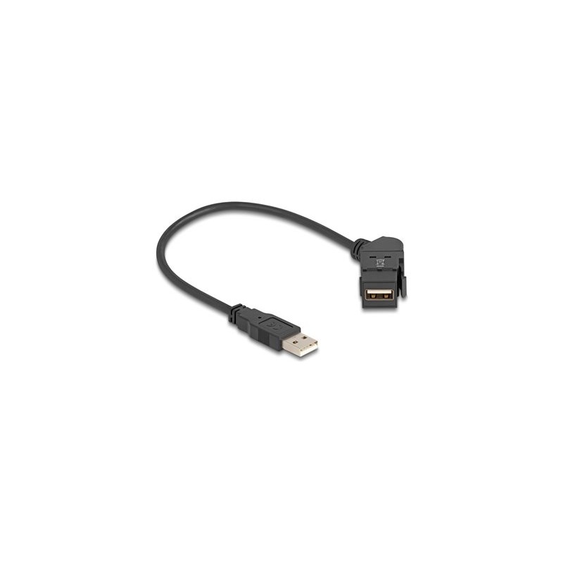 Delock - Prodlužovací šnura USB - USB (M) rovné do USB (F) úhel, montovatelný na panel - USB 2.0 - 0.8 A - 30 cm - cerná